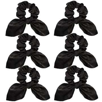 Stylish 6 Pcs Silk Hair Scrunchies with Bows for Women