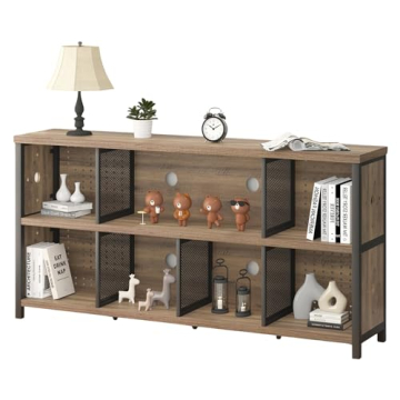 LVB Industrial Horizontal Bookshelf - Versatile 4-8 Cube Storage Organizer