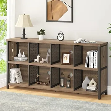 LVB Industrial Bookshelf 4-8 Cube Rustic Oak Storage Organizer