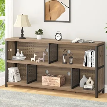 LVB Industrial Bookshelf 4-8 Cube Rustic Oak Storage Organizer