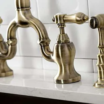 Kingston Brass KS7797BALBS Heirloom Bridge Kitchen Faucet, Brushed Brass