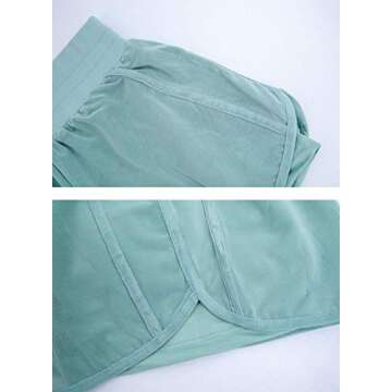 EDENCOMERS Women's Running Shorts,Relaxed Fit and Mid-Rise Waist Training Shorts Light Green