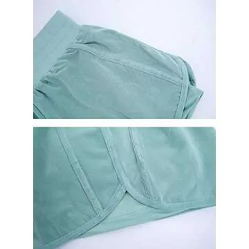 EDENCOMERS Women's Running Shorts,Relaxed Fit and Mid-Rise Waist Training Shorts Light Green