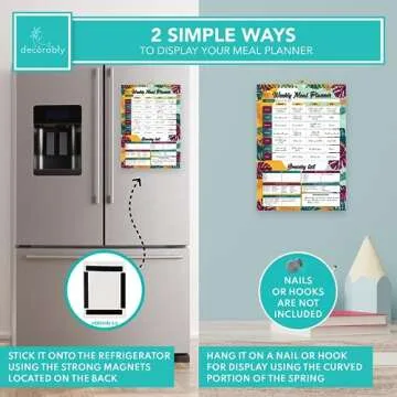 Decorably 52 Sheets Tropical Summer Undated Meal Planner Pad With Grocery List Minimalist, 7x10in Spring-Bound Meal Planning Notepad