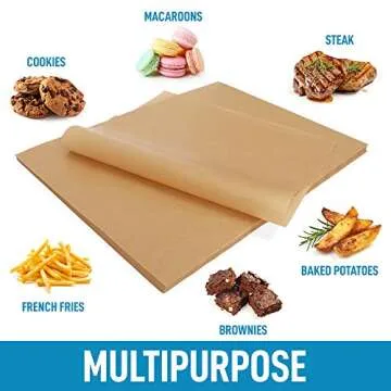 Zulay Kitchen 200 Pcs Parchment Paper Sheets - 12x16 Inches Unbleached Non-Stick Baking Paper For Oven - Precut Parchment Paper For Baking, Air Fryer, Steaming, Cookies, Bread - Fits Half Sheet Pans