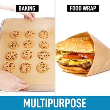 Zulay Kitchen 200 Pcs Parchment Paper Sheets - 12x16 Inches Unbleached Non-Stick Baking Paper For Oven - Precut Parchment Paper For Baking, Air Fryer, Steaming, Cookies, Bread - Fits Half Sheet Pans