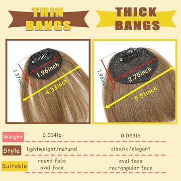 DinkyTims Clip in Bangs 100% Real Human Hair Bangs Hair Clip Fake Bangs,Clip on Bangs for Women Faux Bangs Clip in Hair extensions/Pieces with Hair Roller(5.5 * 6 Inch, Dark Brown)