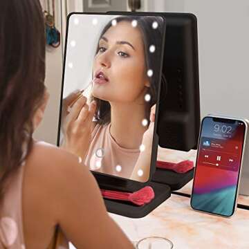 Aduro Vanity Mirror Makeup Mirror With Lights And Wireless Speaker, U-Reflect Beauty LED Wireless Sw...