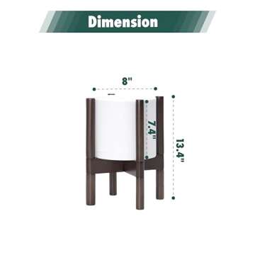 D'vine Dev Planter Pot with Stand - 8 Inch Plastic Cylinder Flower Pot with Wood Planter Holder for ...