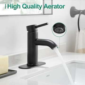 VOTON Black Bathroom Faucet Single Handle Matte Black Bathroom Sink Faucet Rv Lavatory Vessel Faucet...