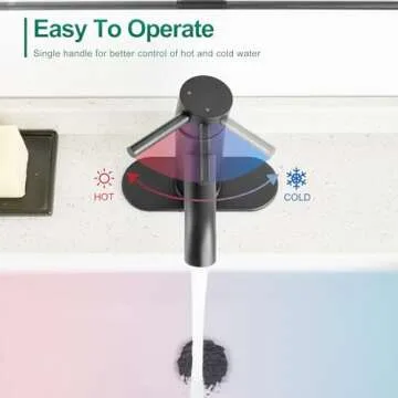 VOTON Black Bathroom Faucet Single Handle Matte Black Bathroom Sink Faucet Rv Lavatory Vessel Faucet for Bathroom Faucet 1 or 3 Hole with Deck Plate