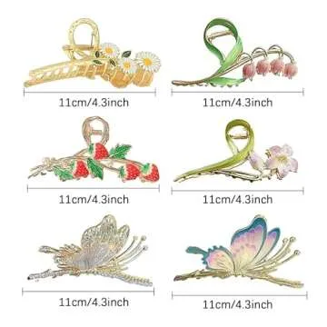 6 Pcs Hair Claw Clips for Women, Large Strong Metal Butterfly Hair Clips Flower Hair Clips for Women Thick Hair