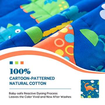 Sivio Weighted Blanket,Cotton and Minky Fleece Throw Blanket with Beads, Reversible Heavy Blanket, 3lbs 36x48 Inch, Blue Dinosaur