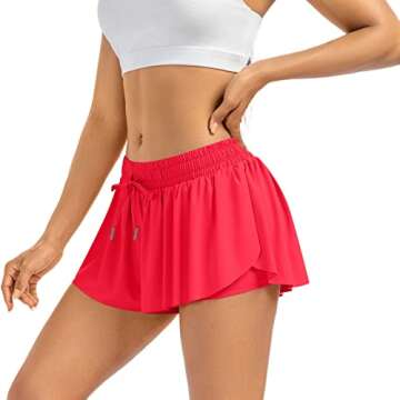 Leftear Flowy Womens Shorts for Summer Gym Yoga Athletic Workout Running Biker Teen Girls Tennis Skort Skirts Sweat Spandex Cute Comfy Preppy Trendy Clothes Casual Clothing(Pack4,S)