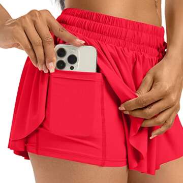 Leftear Flowy Womens Shorts for Summer Gym Yoga Athletic Workout Running Biker Teen Girls Tennis Skort Skirts Sweat Spandex Cute Comfy Preppy Trendy Clothes Casual Clothing(Pack4,S)