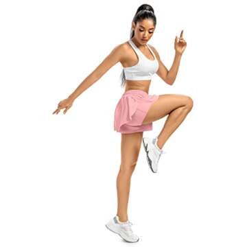 Leftear Flowy Womens Shorts for Summer Gym Yoga Athletic Workout Running Biker Teen Girls Tennis Skort Skirts Sweat Spandex Cute Comfy Preppy Trendy Clothes Casual Clothing(Pack4,S)