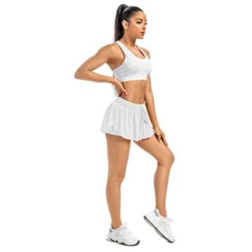 Leftear Flowy Womens Shorts for Summer Gym Yoga Athletic Workout Running Biker Teen Girls Tennis Skort Skirts Sweat Spandex Cute Comfy Preppy Trendy Clothes Casual Clothing(Pack4,S)