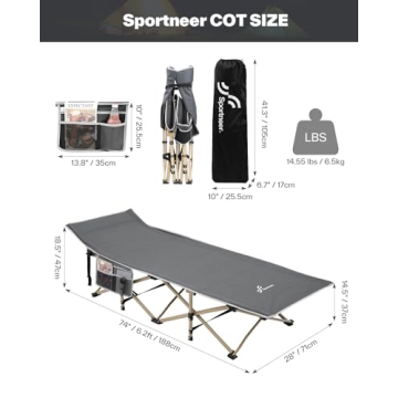 Sportneer Camping Cot with Comfortable Mattress for All