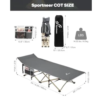 Sportneer Camping Cot with Comfortable Mattress for All