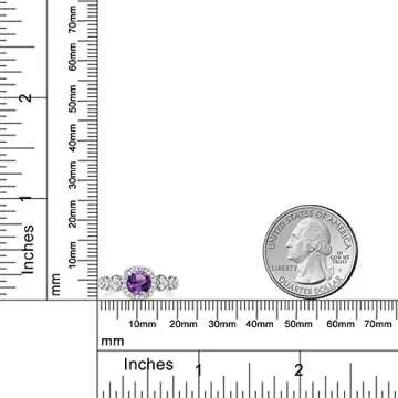 Gem Stone King 925 Sterling Silver 6MM Round Cut Gemstone Birthstone Engagement Anniversary Ring For Women | Available In Size 5, 6, 7, 8, 9