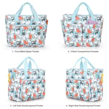 Katech Upgraded Crochet Bag Organizer Yarn Storage Bag with Beginner Crochet Books, Crochet Tote Bags Knitting Bag Yarn Bags for Crocheting Crochet Accessories Knitting Crochet Supplies (Multipocket)