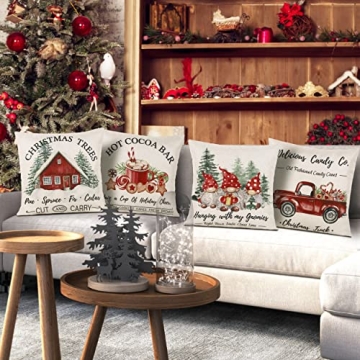 Hofomca Christmas Throw Pillow Covers 18x18 Set of 4