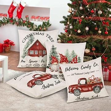 Hofomca Christmas Throw Pillow Covers 18x18 Set of 4