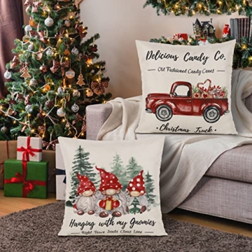 Hofomca Christmas Throw Pillow Covers 18x18 Set of 4