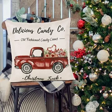 Hofomca Christmas Throw Pillow Covers 18x18 Set of 4