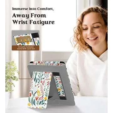 MoKo Case Fits All-New 6" Kindle (11th Generation, 2024/2022 Release)/ Kindle (10th Gen,2019)/Kindle (8th Gen, 2016), Ultra Lightweight PU Shell Cover with Auto Wake/Sleep for Kindle 2024, Flowers