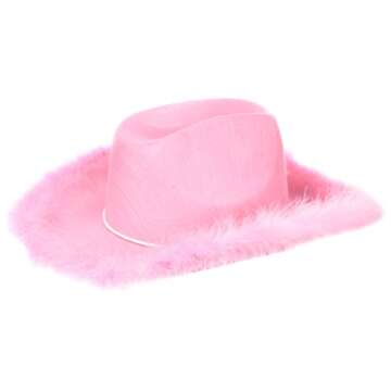 U.S. Toy H462 Adult Boa Cowgirl Hat, Pink