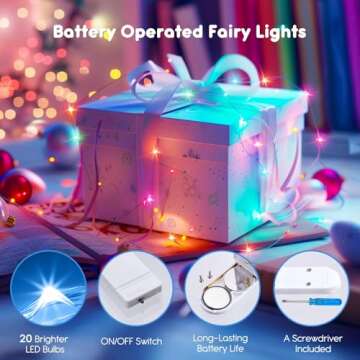 Brightown 12 Pack Easter Day Pastel LED Fairy Lights - Waterproof Silver Wire 7 ft 20 LED Firefly Li...