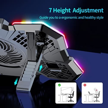 Laptop Cooling Pad with 5 Quiet Fans and LED Lights