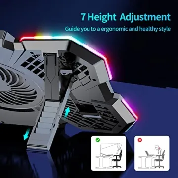 Laptop Cooling Pad with 5 Quiet Fans and LED Lights