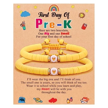 UPROMI First Day of Preschool Bracelet Gift, 1st First Day of Prek School Bracelets Mom and Daughter...