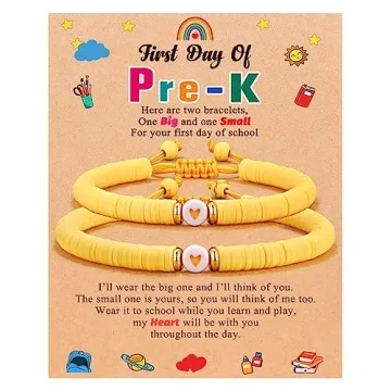 UPROMI First Day of Preschool Bracelet Gift for Kids - Heartfelt Back to School Gift Mommy and Me