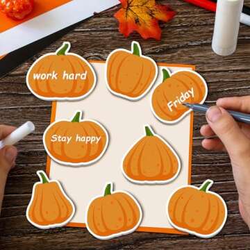 48PCS Fall Pumpkin Sticky Notes Cute Pumpkin Shape Memo Notes Self-Adhesive Fall Memo Notes for School Office Home Supplies Student Teacher Present 12 Styles Total 20 Sheets Each