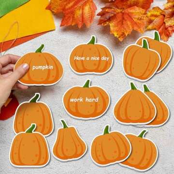 48PCS Fall Pumpkin Sticky Notes Cute Pumpkin Shape Memo Notes Self-Adhesive Fall Memo Notes for School Office Home Supplies Student Teacher Present 12 Styles Total 20 Sheets Each