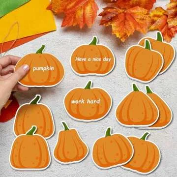 48PCS Fall Pumpkin Sticky Notes Cute Pumpkin Shape Memo Notes Self-Adhesive Fall Memo Notes for School Office Home Supplies Student Teacher Present 12 Styles Total 20 Sheets Each