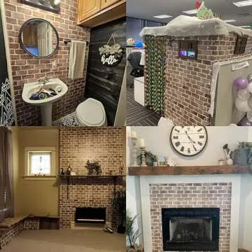 Coavas Brick Wallpaper Peel and Stick Brown Faux Brick Contact Paper 17.7x393.7 Inches Removable Wal...