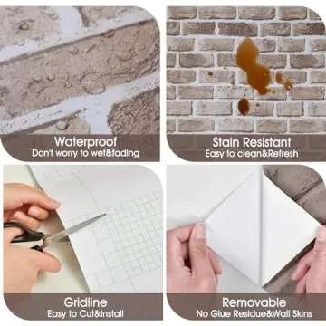 Coavas Brick Wallpaper Peel and Stick Brown Faux Brick Contact Paper 17.7x393.7 Inches Removable Wall Paper Adhesive Renter Friendly Wallpaper Bathroom Wallpaper Farmhouse Kitchen Backsplash