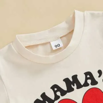 Baby Boy Girl Valentines Day Outfit Letters Heart Graphic Tee Shirts Tops Toddler Boy Valentines Day Shirt (Khaki Mama, 4-5 Years)