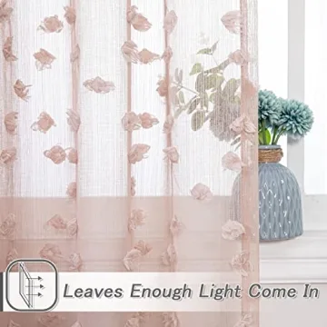 MYSKY HOME Pom Pom Pink Sheer Curtains for Kids Rooms