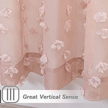 MYSKY HOME Pom Pom Pink Sheer Curtains for Kids Rooms
