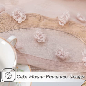 MYSKY HOME Pom Pom Pink Sheer Curtains for Kids Rooms