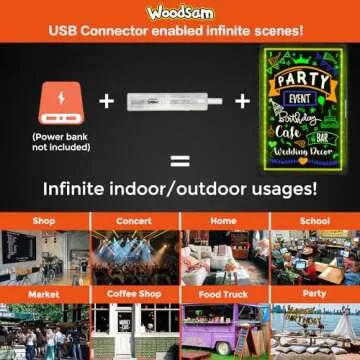 Woodsam LED Drawing Painting Board - 24" x 16" Erasable Non Porous Glass Surface with 8 Fluorescent Window Markers-Best for Chalkboard Blackboard Whiteboard Bulletin/Letter/Spelling/Display/Menu Board