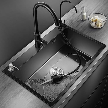 Stylish ARTLINE Black Kitchen Sink with Complete Accessories