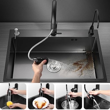 Stylish ARTLINE Black Kitchen Sink with Complete Accessories
