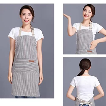 RUIBOLU Adjustable Bib Apron with Pockets for Cooking