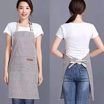 RUIBOLU Adjustable Bib Apron with Pockets for Cooking